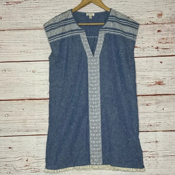 Soft Joie Natali Shift Dress in Chambray/Porcelain Sz S - Picture 4 of 11